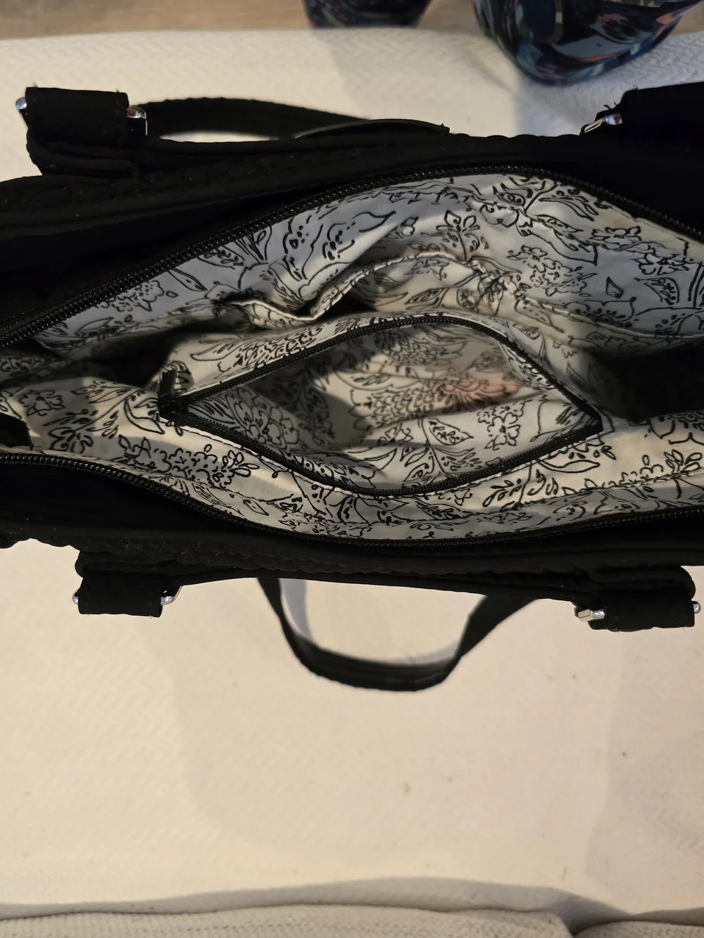 Vera Bradley Black Quilted Tote Shoulder Bag